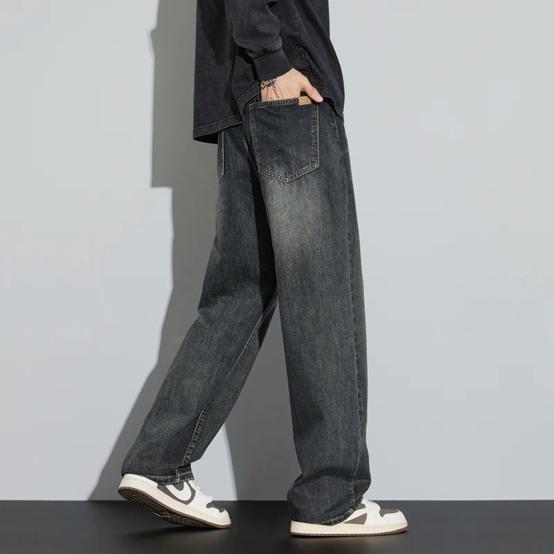 Korean Wide-Leg Fleece Jeans - Streetwear Comfort