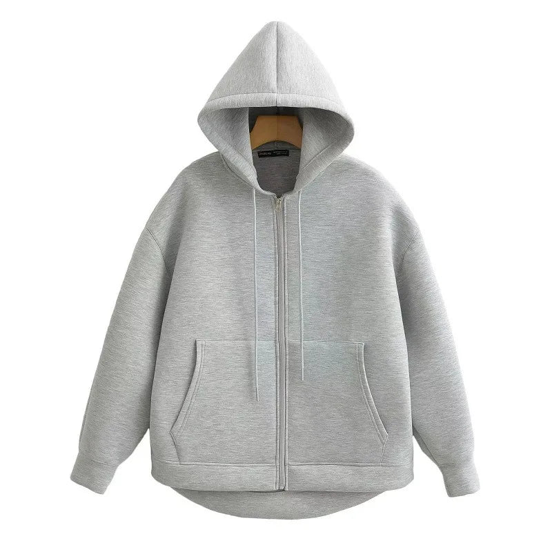 Women’s Oversized Zip-Up Hoodie – Autumn Casual Jacket