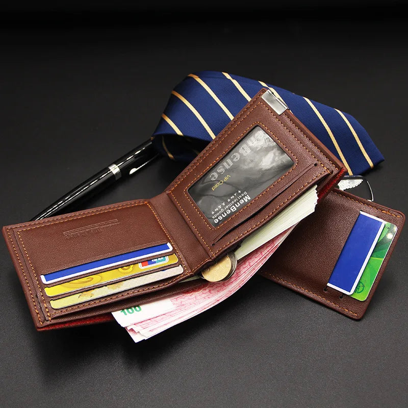 Men’s Fashion Casual Short Wallet – Slim Multi-Functional Card Holder