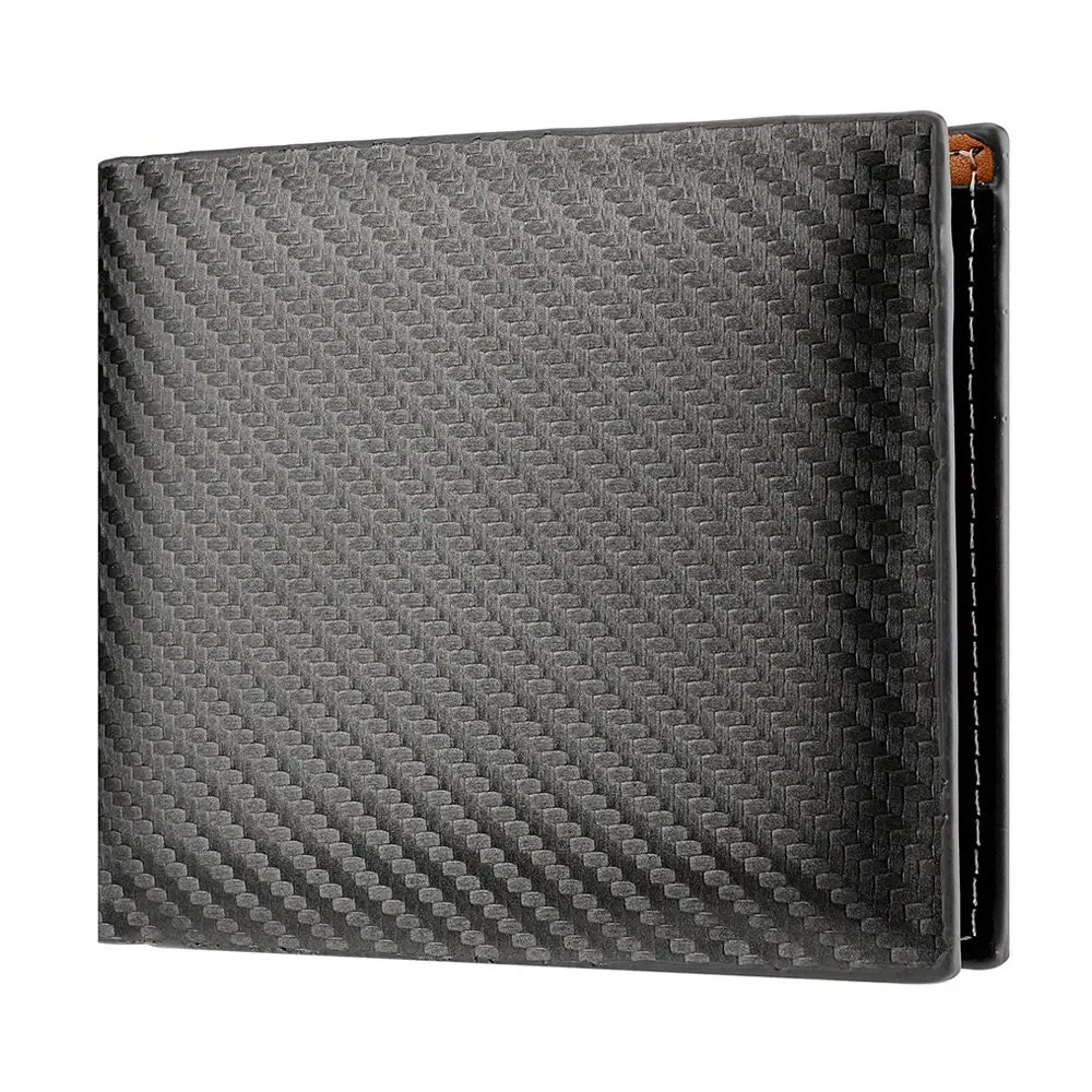 Men’s Carbon Fiber Short Wallet – Card Holder &amp; Zipper Coin Purse