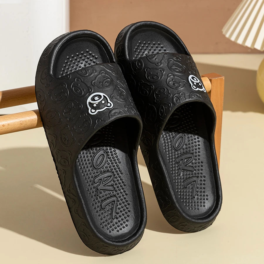 Little Bear Couple Slides – Summer Indoor &amp; Casual Slippers