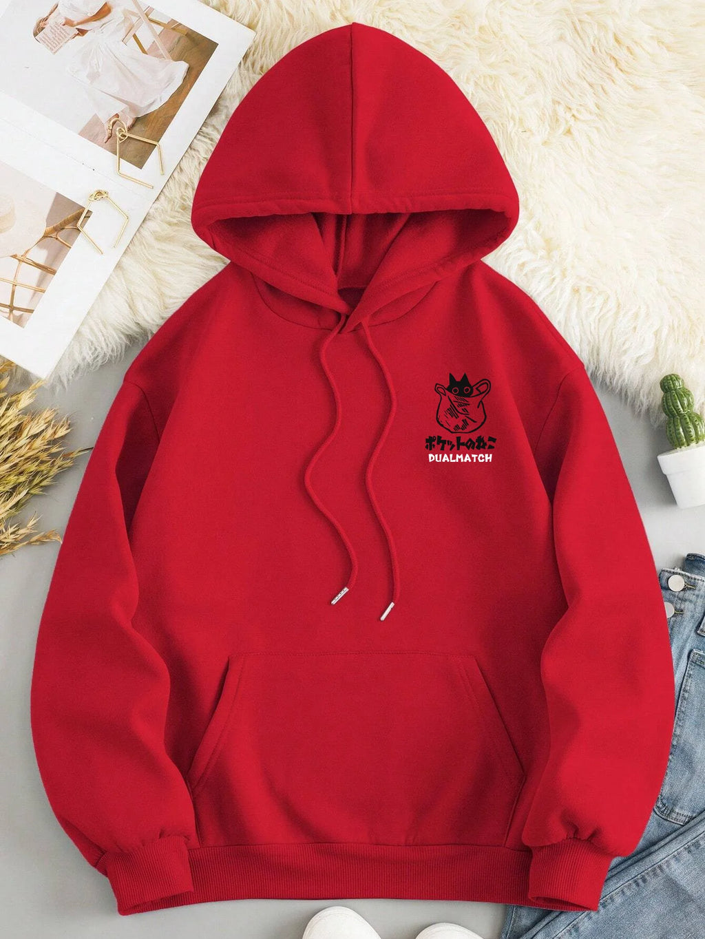 Women’s Cute Cat Hoodie – Harajuku Casual Oversized Sweatshirt