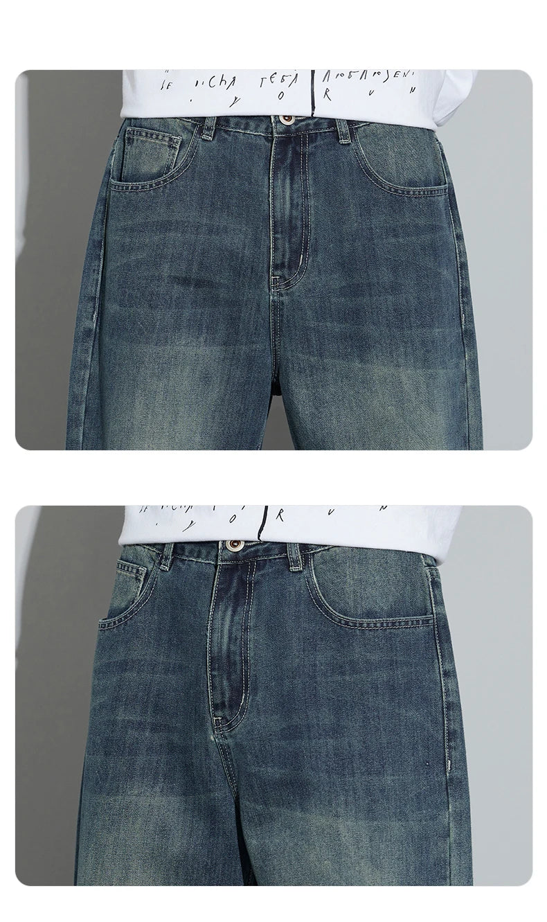 Korean Wide-Leg Fleece Jeans - Streetwear Comfort