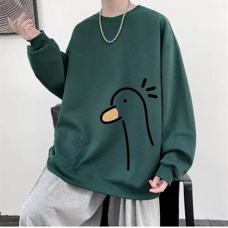 Men’s Oversized Duck Print Sweatshirt – Loose Fit (M–8XL)