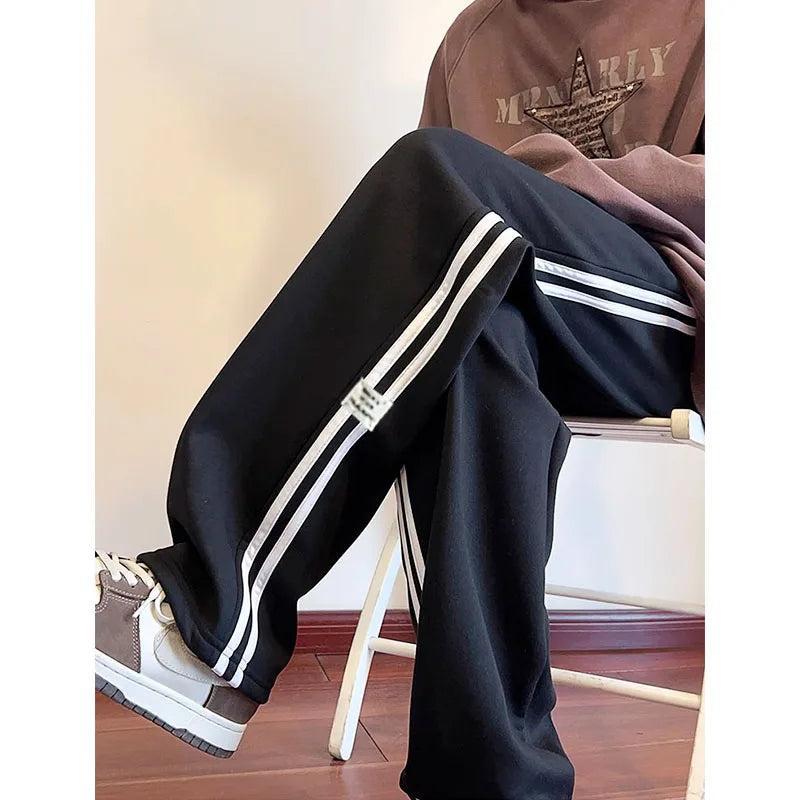 American Striped Wide-Leg Sweatpants – Summer Street Style Essential