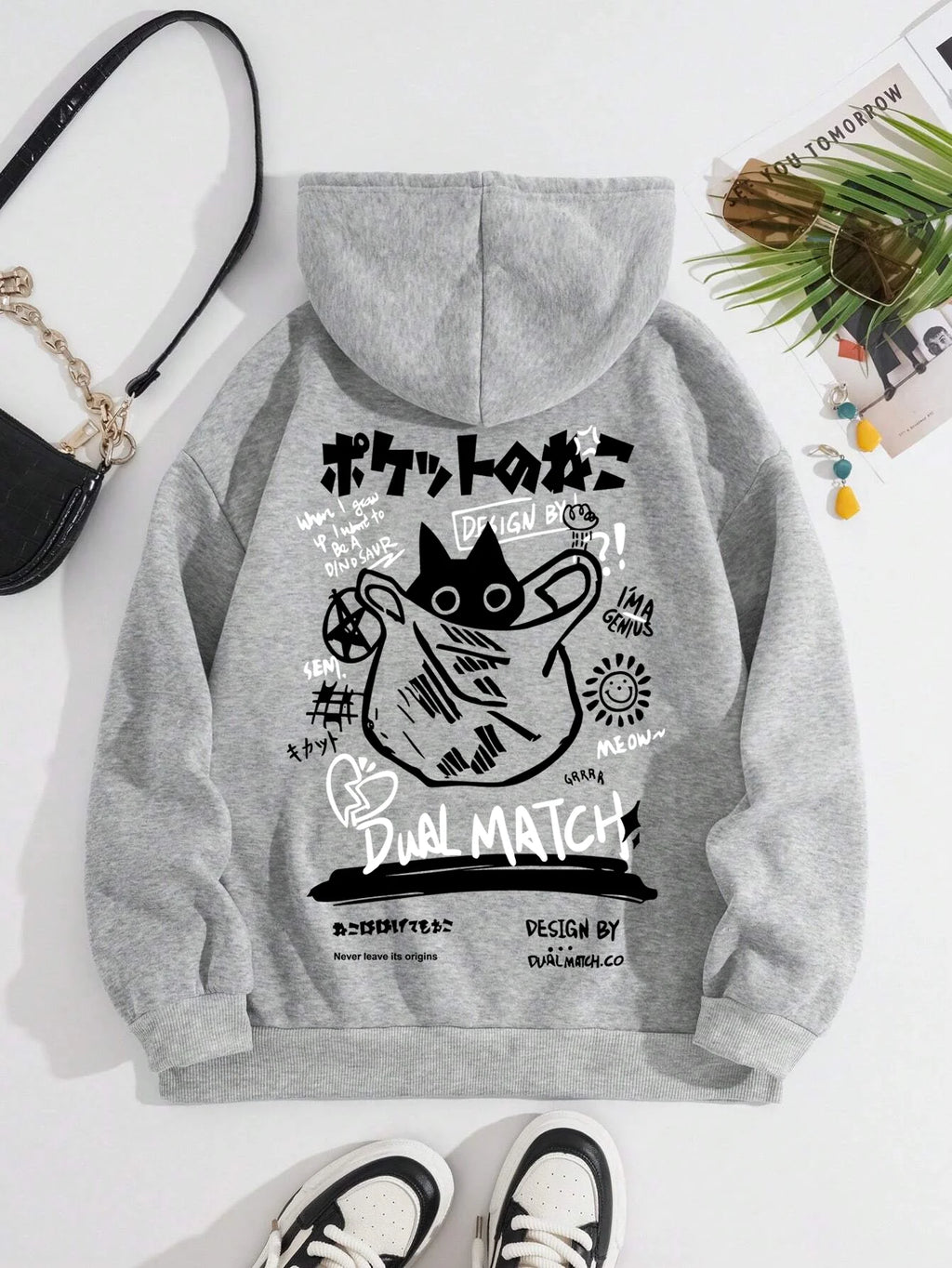 Women’s Cute Cat Hoodie – Harajuku Casual Oversized Sweatshirt