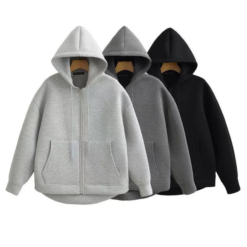 Women’s Oversized Zip-Up Hoodie – Autumn Casual Jacket