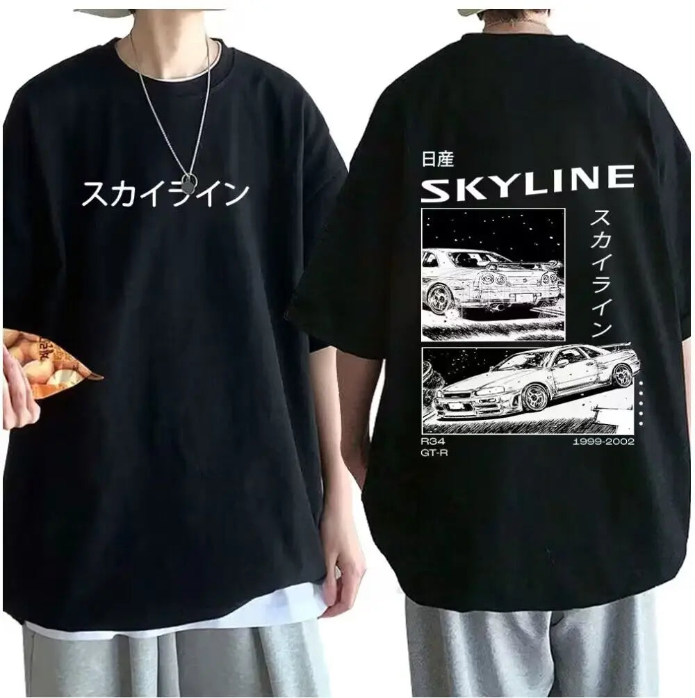 Men’s Japanese Drift Anime T-Shirt – Oversized Streetwear Tee