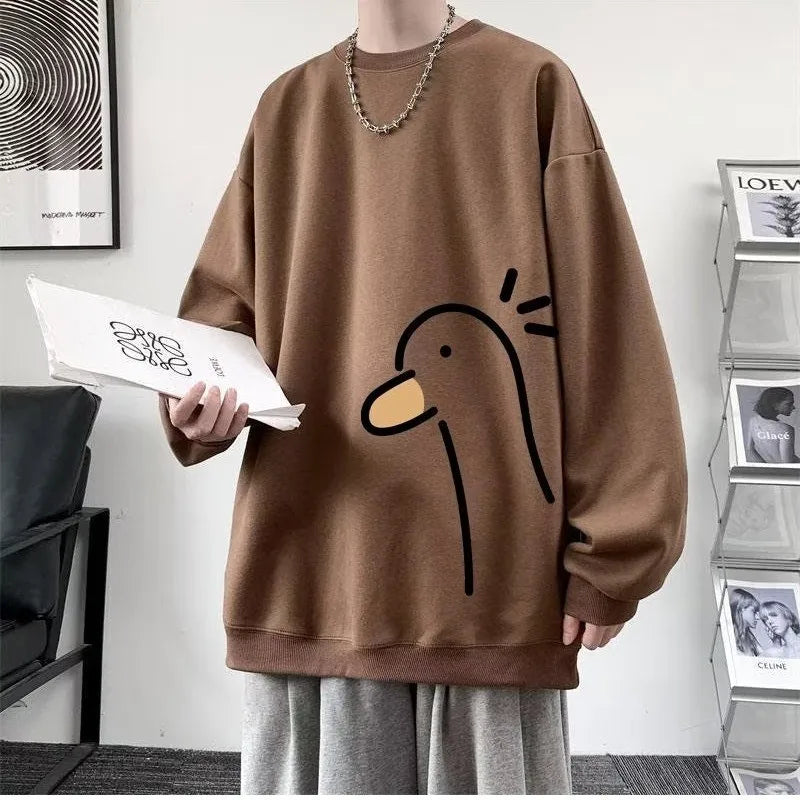 Men’s Oversized Duck Print Sweatshirt – Loose Fit (M–8XL)