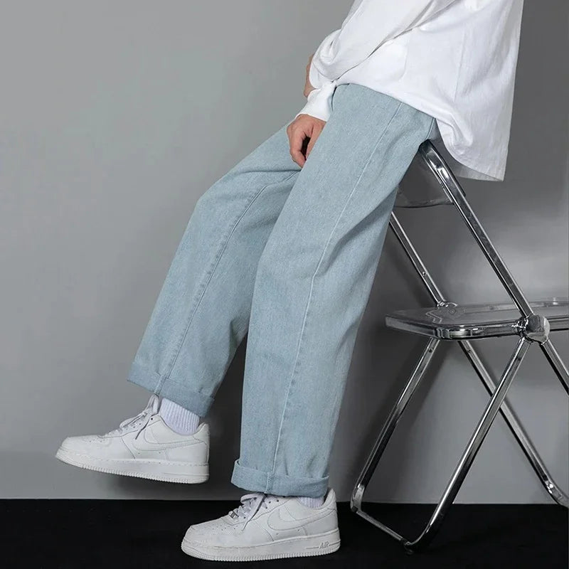 Men’s Straight-Leg Casual Jeans – Korean Fashion Meets Everyday Comfort