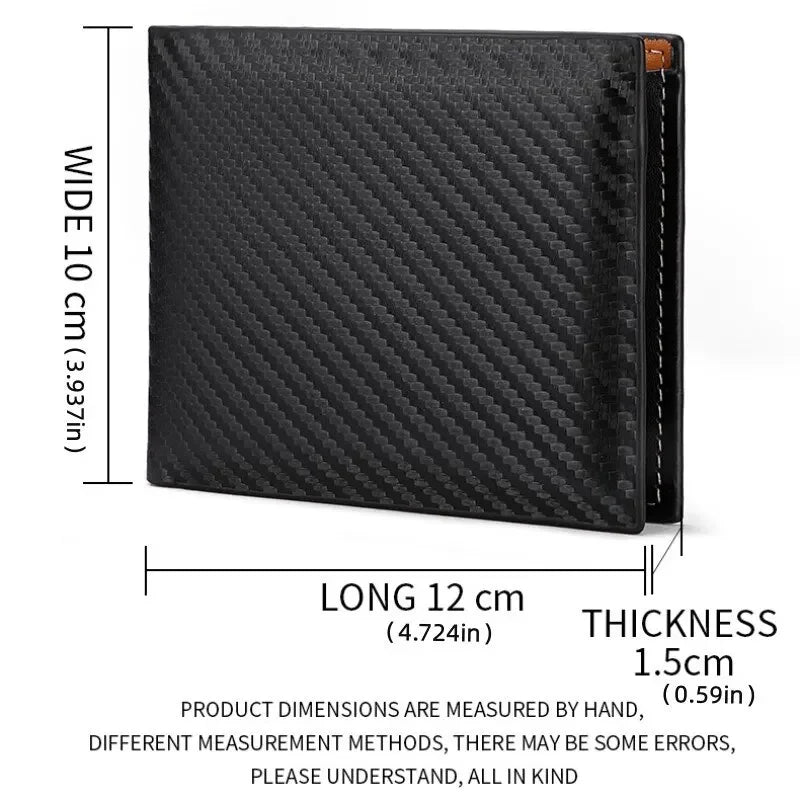 Men’s Carbon Fiber Short Wallet – Card Holder &amp; Zipper Coin Purse