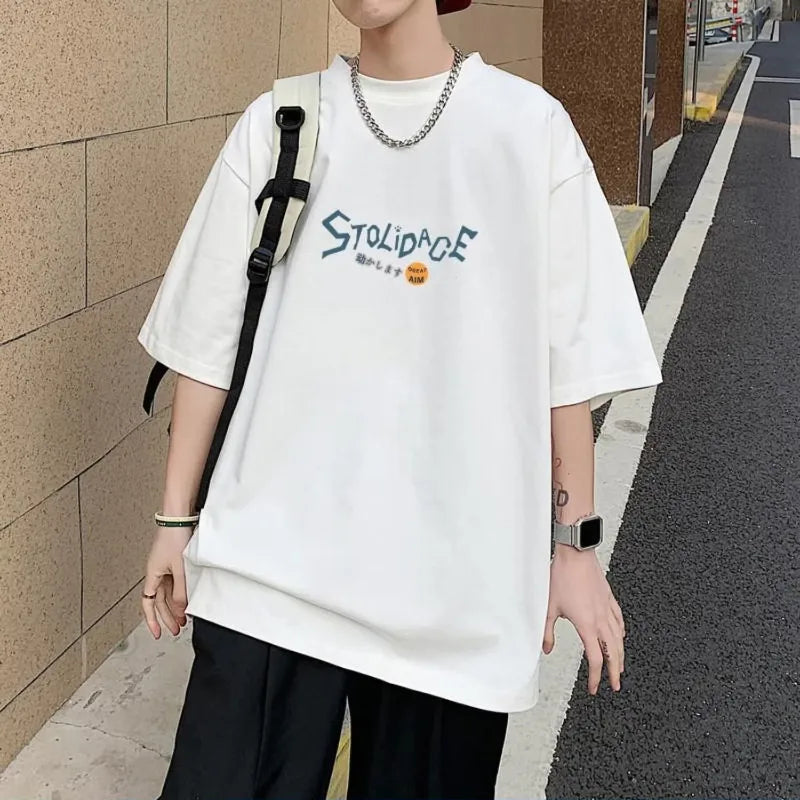Men’s Oversized Korean Love Rabbit Print T-Shirt