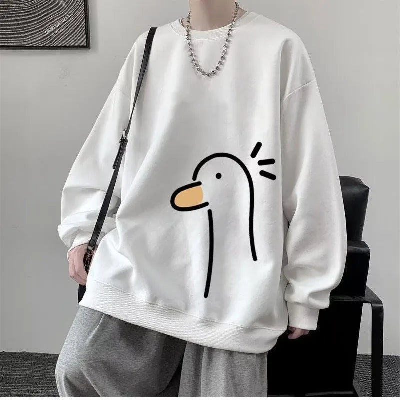 Men’s Oversized Duck Print Sweatshirt – Loose Fit (M–8XL)