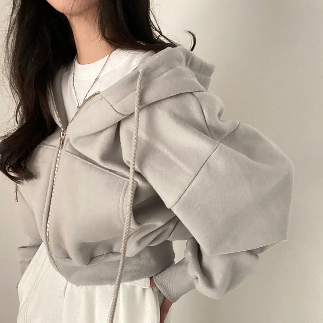 Women’s Y2K Zip-Up Hoodie – Harajuku Oversized Crop Jacket