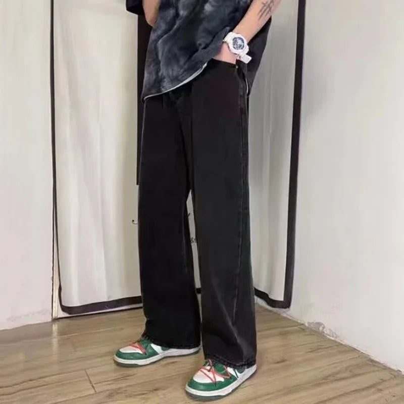 Men’s Straight-Leg Casual Jeans – Korean Fashion Meets Everyday Comfort