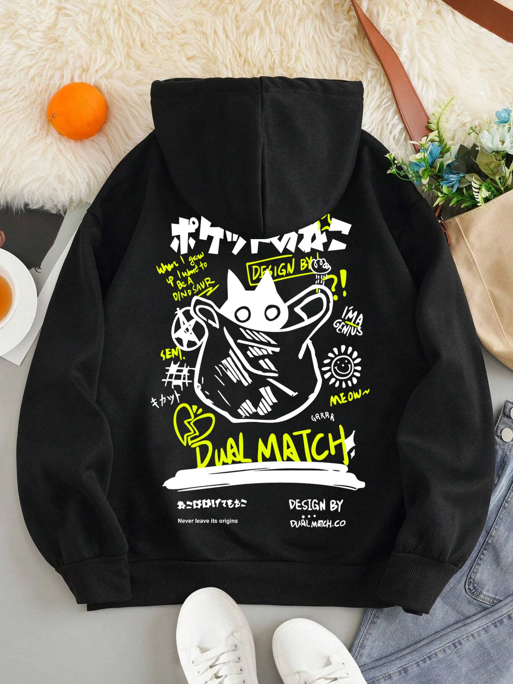 Women’s Cute Cat Hoodie – Harajuku Casual Oversized Sweatshirt