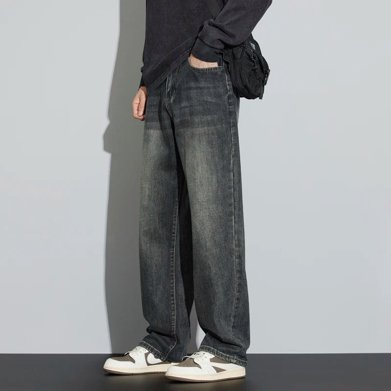 Korean Wide-Leg Fleece Jeans - Streetwear Comfort